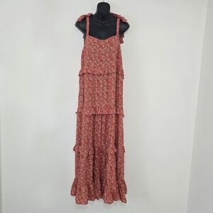 Ivy Street Red Floral Ditsy Print Tiered Maxi Dress